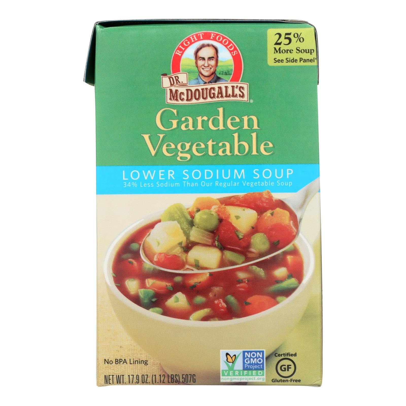 Dr. Mcdougall'S, McDougall's - Soupe à faible teneur en sodium aux légumes du jardin - caisse de 6 - 17,9 oz (paquet de 6)