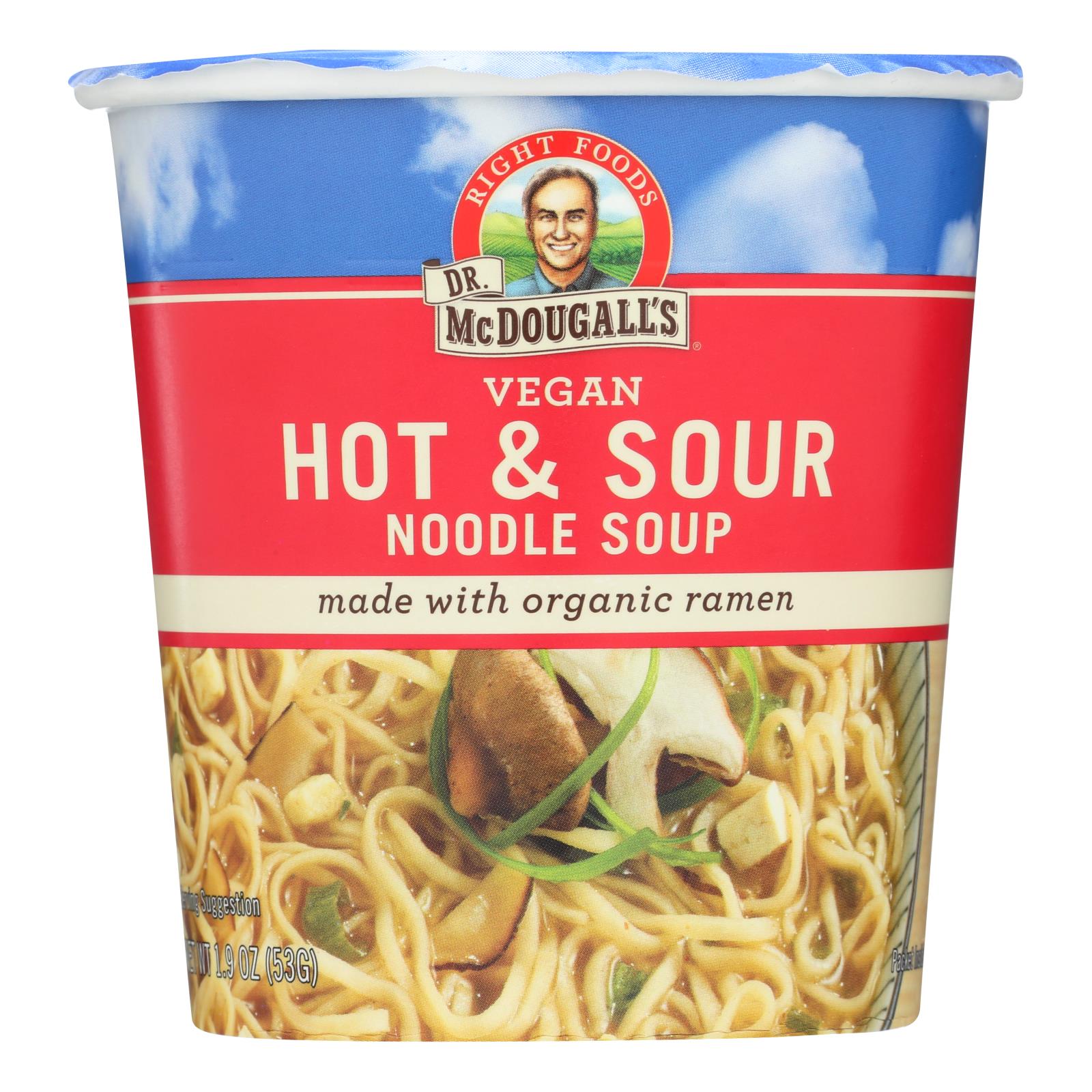 Dr. Mcdougall'S, McDougall's Vegan Hot and Sour Noodle Soup Big Cup - caisse de 6 - 1.9 oz (paquet de 6)