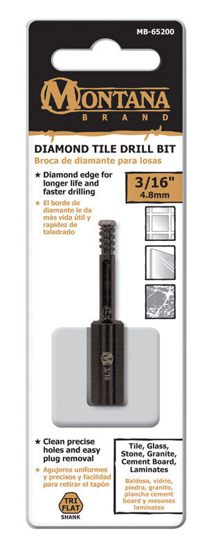 ROCKY MOUNTAIN TWIST, Montana Brand 3/16 in. Mèche en acier allié, tige 3 plate 1 pc