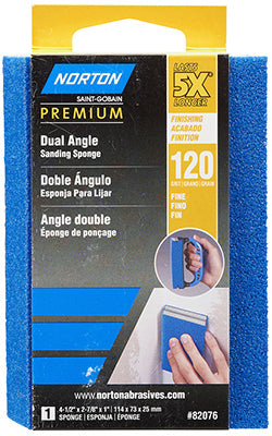 SAINT-GOBAIN ABRASIVES INC, Norton ProSand 4.5 in. L X 2.88 in. W X 1 in. 120 Grit Medium Dual Angle Sanding Sponge