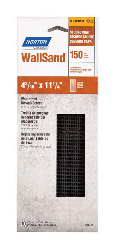 SAINT-GOBAIN ABRASIVES INC, Norton WallSand 11-1/4 in. L X 4-3/16 in. W 150 Grit Silicon Carbide Drywall Sanding Screen 10 pk