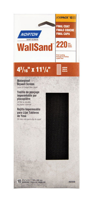 SAINT-GOBAIN ABRASIVES INC, Norton WallSand 11-1/4 in. L X 4-3/16 in. W 220 Grit Silicon Carbide Drywall Sanding Screen 10 pk