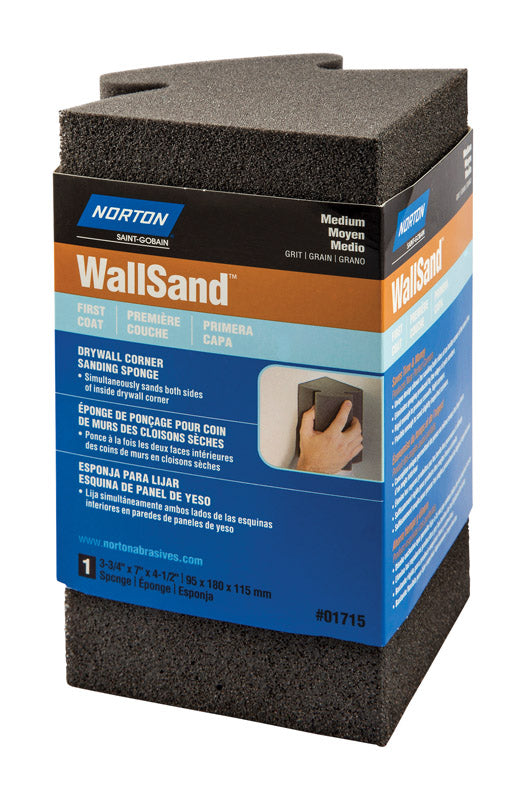 SAINT-GOBAIN ABRASIVES INC, Norton WallSand 7 in. L X 3.75 in. W X 4.5 in. 80 Grit Medium Extra Large Corner Sanding Sponge