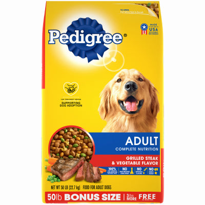 PEDIGREE, Nourriture pour chiens, Adult Complete Nutrition Grilled Steak & Vegetable, 50-Lbs.