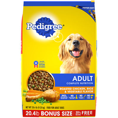 PEDIGREE, Nourriture pour chiens, Adult Complete Nutrition Roasted Chicken & Rice, 20.4-Lbs.