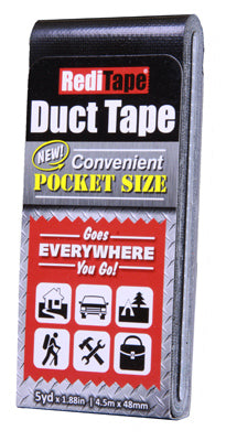 RediTape, RediTape 1.88 in. W x 5 yd. L Black Solid Pocket-Size Duct Tape (paquet de 10)