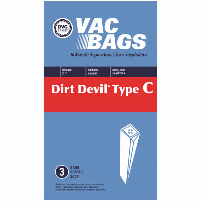 Essco, Sacs d'aspirateur vertical Dirt Devil Style "C", paquet de 3