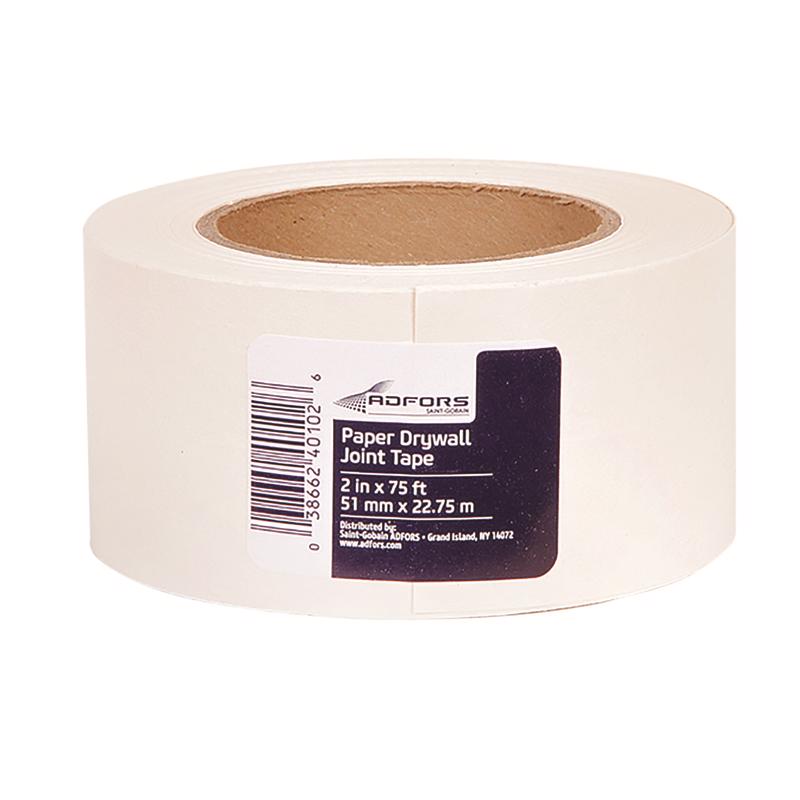 SAINT-GOBAIN ADFORS AMERICA INC, Saint-Gobain ADFORS 75 pi L X 2-1/16 po L Ruban à joint pour cloison sèche en papier blanc 75 pi L X 2-1/16 po L. W Paper White Drywall Joint Tape