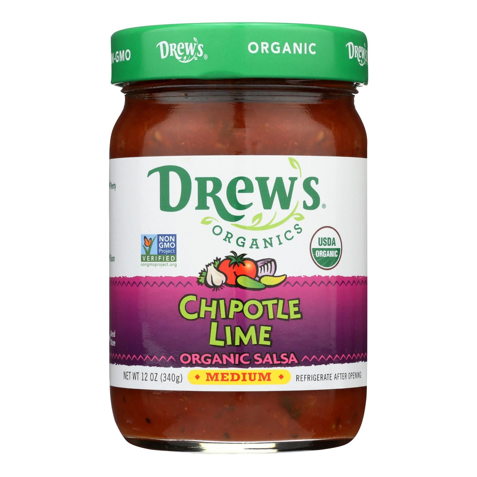 Drew's Organics, Salsa Chipotle Lime de Drew's Organics - 12 Oz. - Case of 6 (Pack of 6)