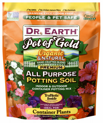 DR EARTH INC, Terre à pot d'or Terreau organique tout usage 4 qt (paquet de 12).