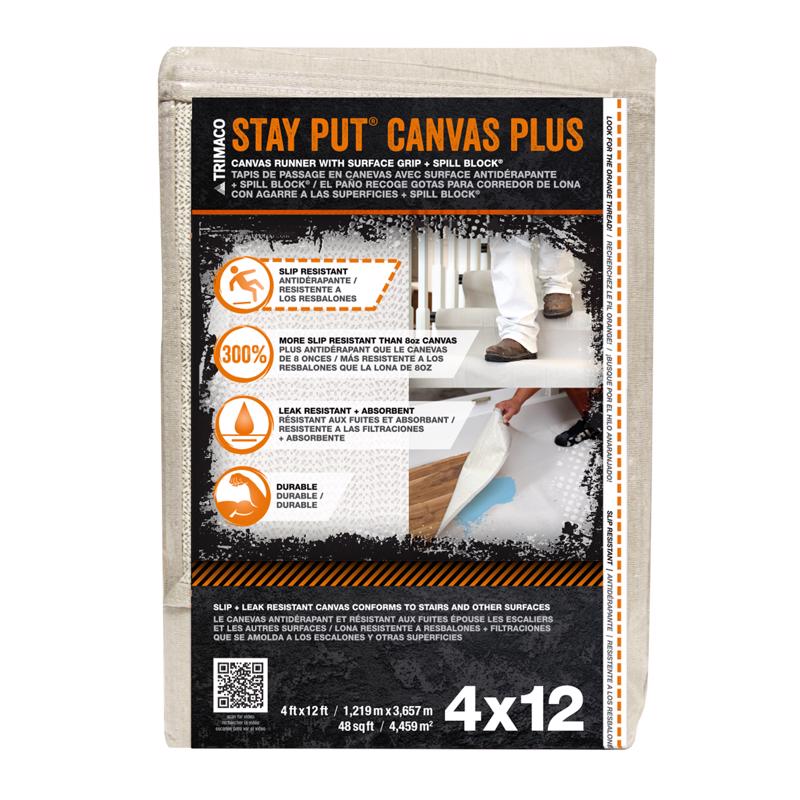 TRIMACO INC, Trimaco Stay Put 4 ft. W X 12 ft. L Canvas Drop Cloth 1 pk