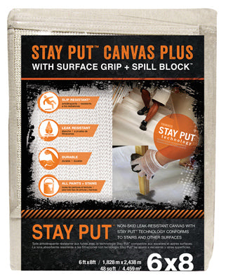 TRIMACO INC, Trimaco Stay Put 6 ft. W X 8 ft. L 8 oz Canvas Drop Cloth 1 pk