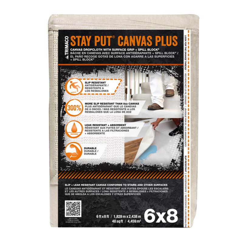 TRIMACO INC, Trimaco Stay Put 6 ft. W X 8 ft. L 8 oz Canvas Drop Cloth 1 pk