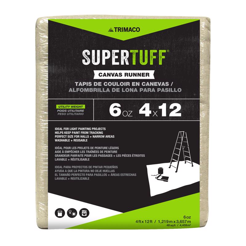 TRIMACO INC, Trimaco Supertuff 4 Ft. W X 12 Ft. L X 25 Mil Canvas Drop Cloth 1 Pk