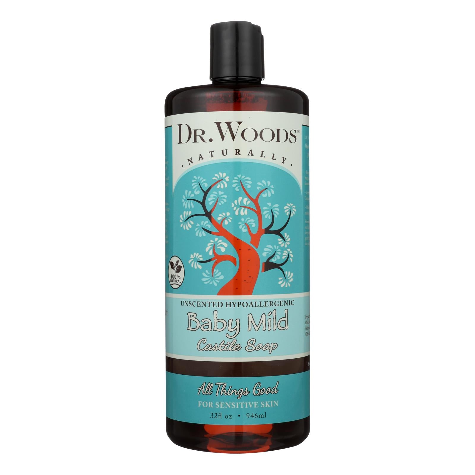 Dr. Woods, Woods Naturals Savon Castille - Bébé Doux - Caisse de 1 - 32 oz.